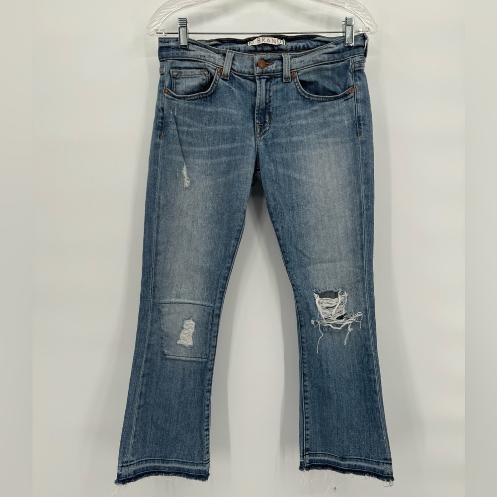 J Brand women’s Gigi Rose Bowl Cropped jeans size 25 Raw Hem Distressed Blue